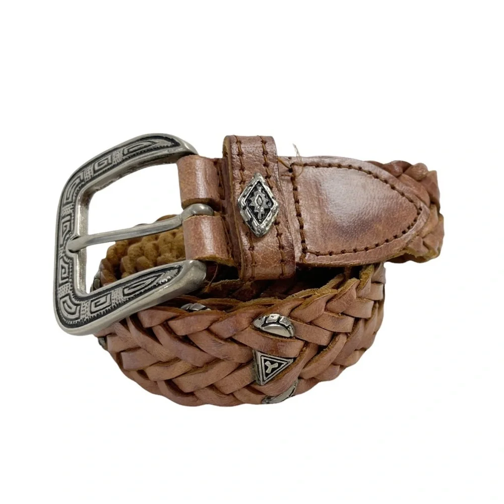 Southwestern Silver‎ and Tan Thin Braided Belt 35